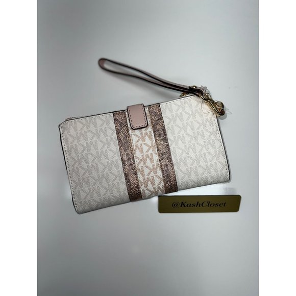 Michael Kors JST LG Color-Block Double-Zip Wristlet - Powder Blush Multi - Picture 5 of 7